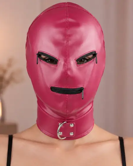 Maska BDSM na całą głowę z zamkami