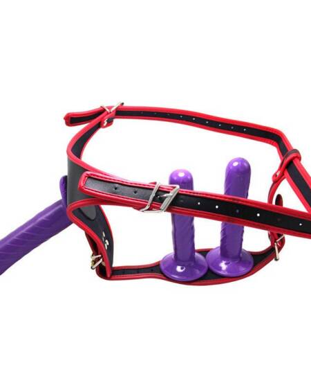 Strap-on z trzema dildami